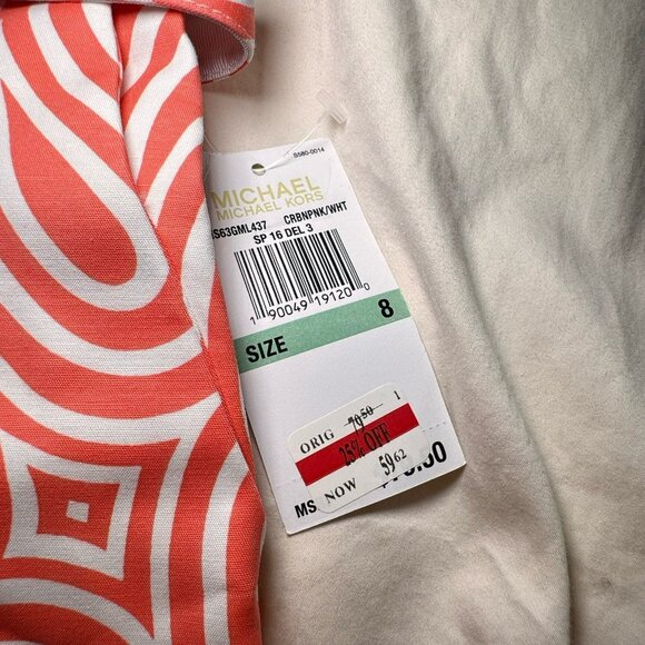 Michael Kors Womens Shorts Size 8 Salmon Pink and White Pattern Great For Summer - Picture 5 of 8